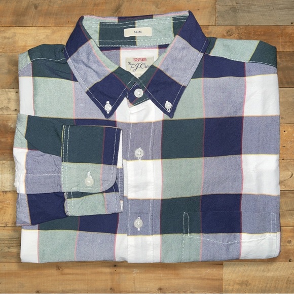 J. Crew Men’s Slim All Cotton Oxford Shirt Buffalo Check - Picture 11 of 13